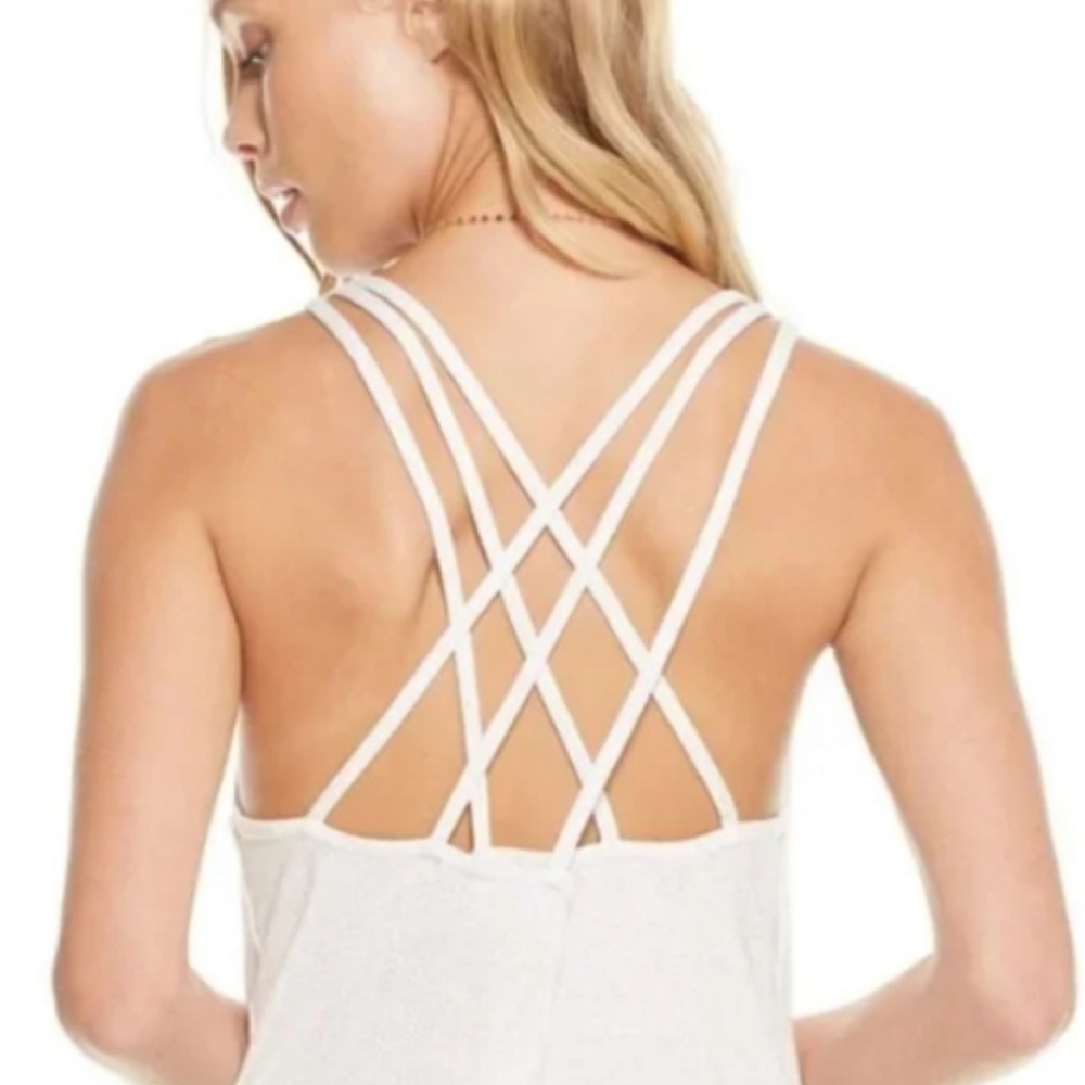 NWT CHASER Glitter Strappy Cowl Neck Black Top Large - Picture 4 of 10